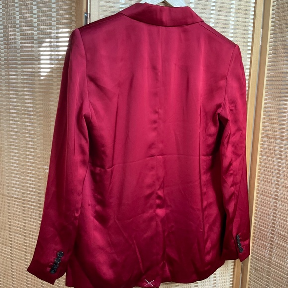 Ann Taylor The Longline Blazer in Satin Gingham Red size 2 - Picture 6 of 13